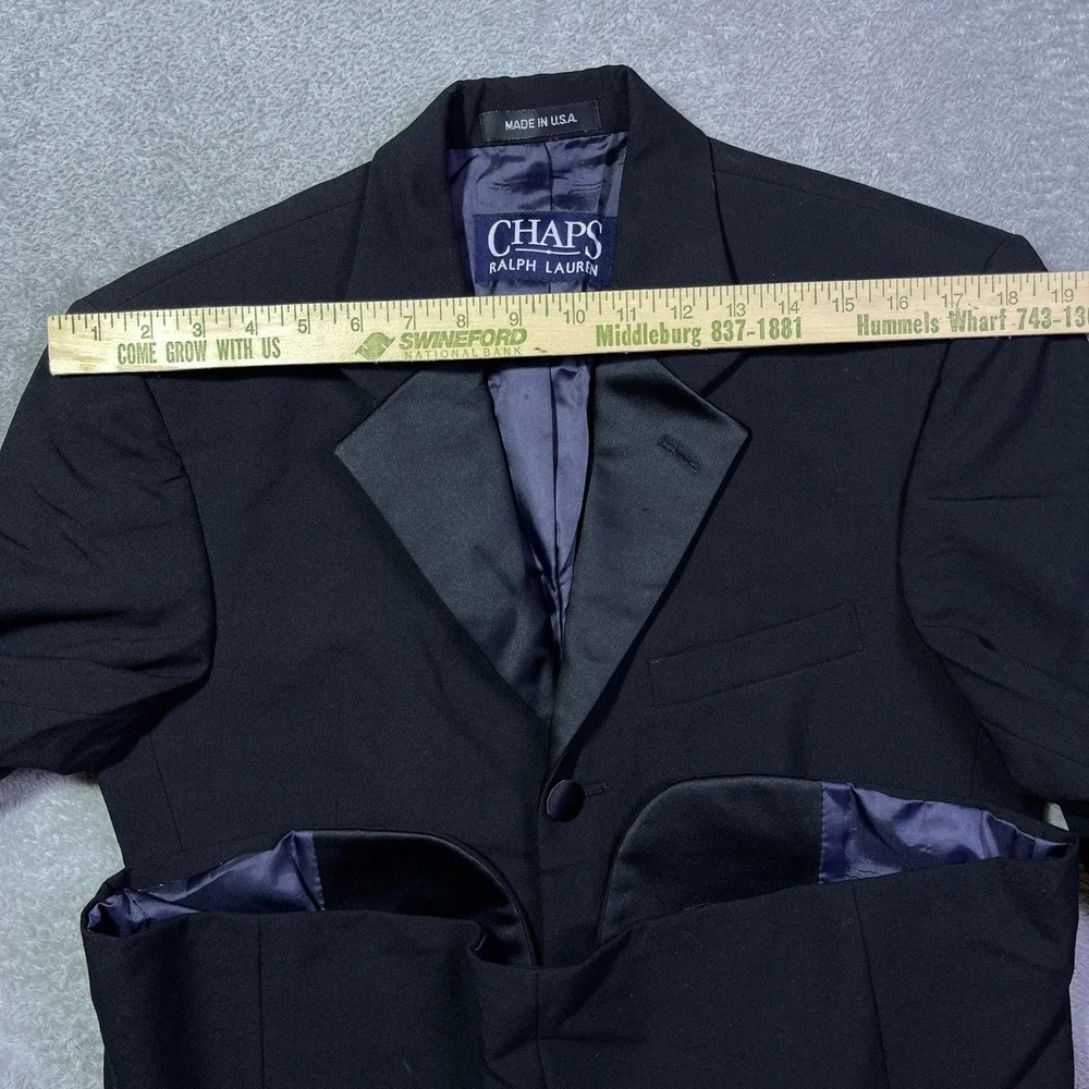Chaps Ralph Lauren Men's Black Wool Formal Tuxedo Blazer Coat Made in USA Career